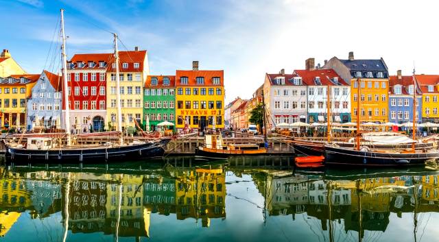 Colorful waterfront buildings beside a canal